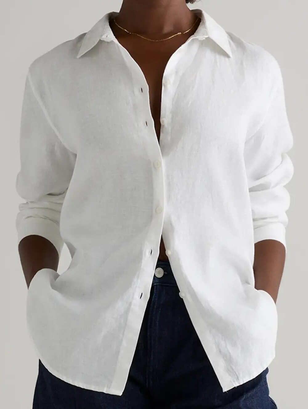 Quince 100% European Linen Long Sleeve Shirt Blouse Buttons Women's Size S